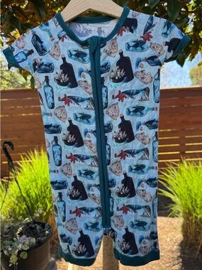 Fletch bamboo Deep Blue Sea 12-18 months shortie romper